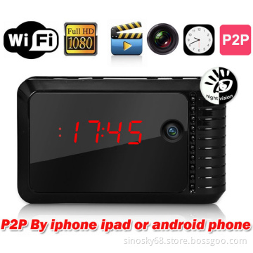 HD WiFi Clock Camera Wireless Night Vision Video Record H. 264 P2p Monitor iPhone iPad Android Phone